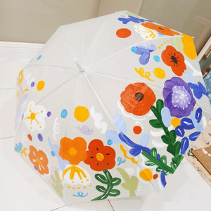 儿童绘画雨伞可画画diy手绘空白透明白色幼儿园手工涂鸦彩绘小伞