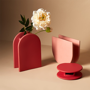 北欧风莫兰迪色系创意大红陶瓷花瓶客厅卧室花艺装饰家居插花摆件