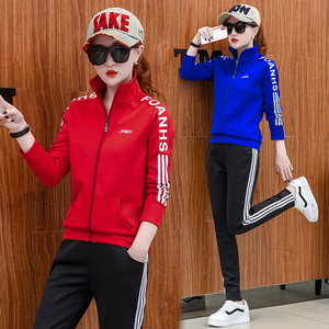 2019春季新款韩版休闲大码运动套装女修身显瘦学生跑步卫衣两件套