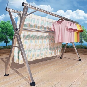 晾衣架落地折叠室内外可伸缩不锈钢移动挂晒衣架杆阳台凉晒被子架