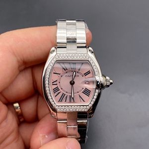 二手卡地亚roadster跑车系列女士石英腕表37mm表径粉盘后钻女表