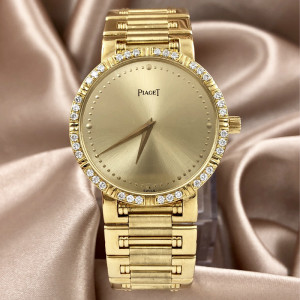piaget伯爵手表二手女正品 二手女士18k纯金镶钻正品瑞士石英女表