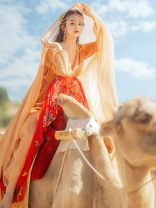 沙漠裙子异域风情服装大西北旅行古装埃及连衣裙新疆旅游穿搭女装