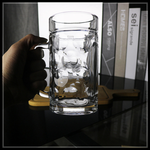 餐厅宵夜档带把手玻璃杯家用杯水杯酒吧啤酒杯扎啤喝水大容量杯子
