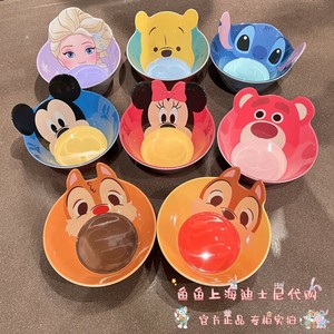 上海迪士尼乐园代购米奇米妮艾莎史迪仔树脂饭碗餐具儿童卡通礼物