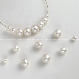 天然淡水高品质珍珠近圆珠手工diy手链项链饰品散珠串珠配件材料