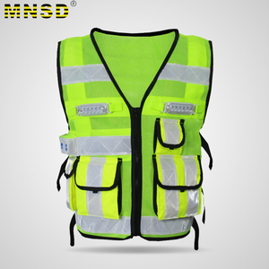 MNSD反光LED背心带灯款马甲 道路安全警示服 多模式闪烁安全服