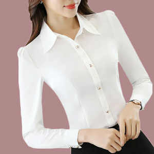 职业长袖白衬衫女衣服春装新款韩版修身显瘦正装工作服休闲衬衣女