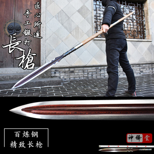 兵器霸王枪手工百炼花纹钢刀剑赵云子龙红缨枪武术枪头长矛未开刃