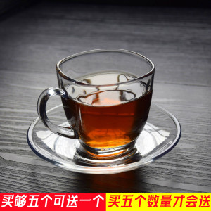 耐热玻璃带把小咖啡杯可配碟欧式家用奶茶牛奶杯套装茶杯透明水杯