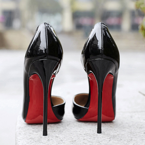 12cm超高跟鞋尖头侧空单鞋