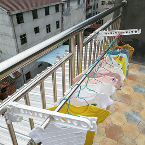 阳台栏杆晾衣架窗框挂衣防盗网晒衣服免打孔家用晾衣杆宿舍好帮手