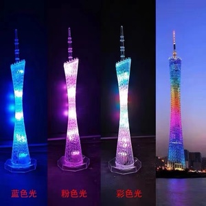 广州特色旅游纪念品小蛮腰发光模型摆件七彩LED广州塔儿童玩具