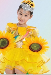 六一采儿童演出服装花儿朵朵向太阳舞蹈向日葵像表演舞蹈裙