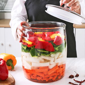 泡菜坛子玻璃瓶密封罐腌菜缸家用带盖腌制咸菜玻璃缸加厚20斤大号