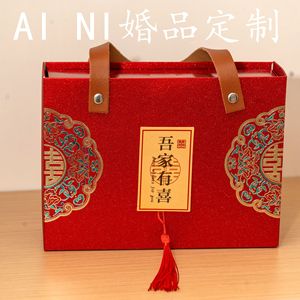 新款磨砂烫金结婚喜糖盒放烟中国风创意婚礼抽屉式可手提中式高端