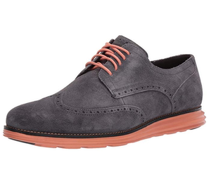 可汗colehaan男雕花镂空运动鞋底布洛克鞋休闲商务牛津鞋粉底灰色