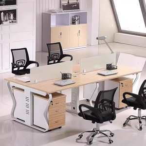 西安办公家具简约时尚实木蝴蝶钢架职员桌电脑桌办公椅子组合隔断