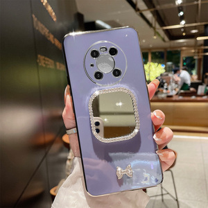 水钻蝴蝶结适用华为mate40手机壳mt40pro女生可爱硅胶保护套软壳