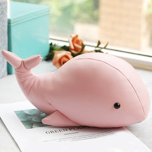 mopson皮质粉色小鲸鱼公仔卡通动物玩具书挡玩偶摆件儿童女生礼物