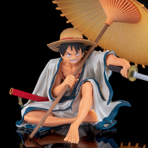 900人付款淘宝海贼王 和之国和服武士撑伞草帽路飞手办模型汽车载摆件