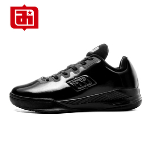 艾弗森篮球鞋低帮2024新款耐磨裁判鞋黑色亮面漆皮防滑专业教练鞋