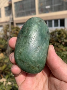 双11特色料直闪石沙枣青狭义籽料原石新疆和田玉独籽手把件雕刻料