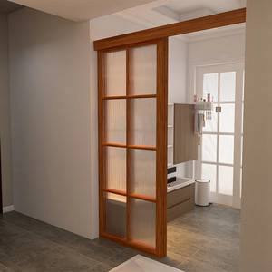 日式推拉门 原木移门长虹玻璃简约屏风定制隔断拉门 厨房客厅吊门