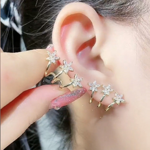 一个耳洞可以带出三个耳洞效果耳环精致小巧五瓣花银针耳钉耳饰女