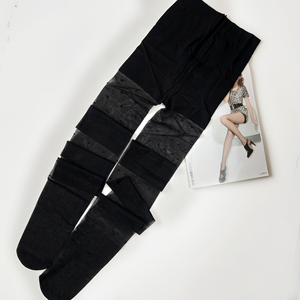 女黑丝袜黑色夏天提花带图案有刺绣花纹连裤袜超薄款性感女防勾丝