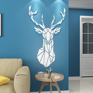 麋鹿镜面亚克力3d立体墙贴北欧风简约客厅墙面装饰ins风租房贴纸