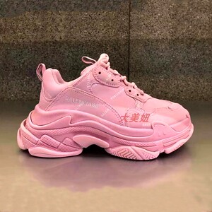 巴黎世家balenciaga满印logo字母老爹鞋粉色21新款男女同款休闲鞋