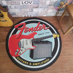 芬达芬德fender圆形地垫摇滚乐队架子鼓垫电吉他乐器周边消音地毯