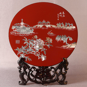 扬州漆器厂天然贝壳镶嵌平磨螺钿摆件结婚生日家居办公商务礼品