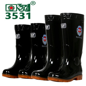 3531防油耐酸碱雨鞋防滑耐磨中高筒雨靴工矿劳保胶靴加绒保暖水鞋