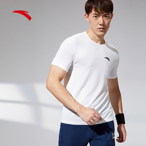 安踏短袖t恤男士 2022新款夏季圆领透气半袖学生冰丝速干运动上衣