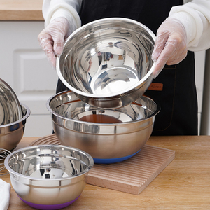 不锈钢盆子家用圆形汤盆烘焙打蛋盆厨房洗菜盆不锈钢碗和面盆饭盆