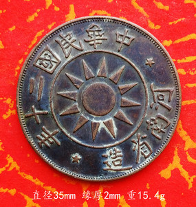 河南省造五十文 民国铜币 包浆老旧 品相完好 西北博古堂特价出售