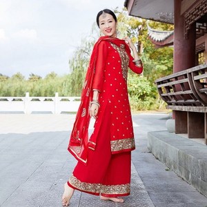 依曼印度服装纱巾女尼泊尔巴基斯坦异域风情日常民族服饰