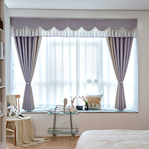 卧室飘窗窗帘全遮光紫色梦幻雪尼尔帘清新简约甜美公主风窗幔定制
