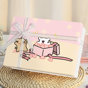 线条小狗礼盒生日礼物盒创意精美礼品盒高级感口红香水包装盒空盒
