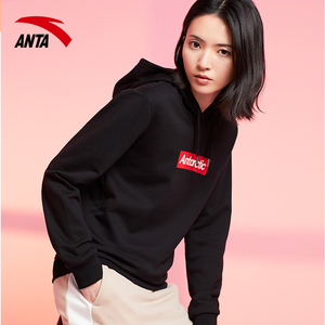 安踏卫衣女加绒加厚2021秋冬季新款连帽国潮ins慵懒风运动服外套