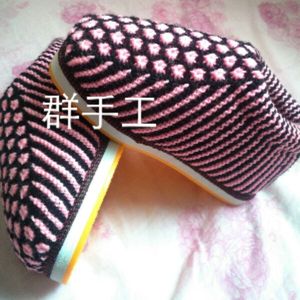 纯手工编织毛线棉鞋女鞋冬天棉鞋中帮棉鞋室内月子鞋牛筋鞋底