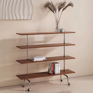 设计款收纳多层置物架简约现代实木不锈钢艺术书架简单工艺展示架