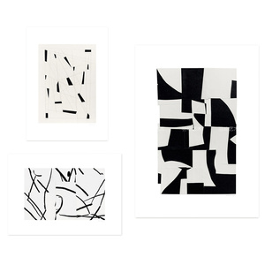 北欧抽象色块黑白装饰画心 现代简约艺术纸质海报 极简风挂画画芯