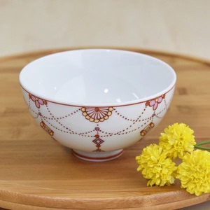 koransha 香兰社 香蘭社 日本制 瓷 红色璎珞装饰碗汤碗餐碗 11cm