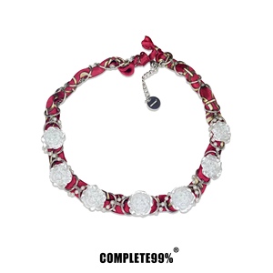 COMPLETE99%石凯同款丝巾玫瑰珍珠小香风高级轻奢小众锁骨颈链
