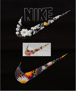 nike刺绣手工diy材料包自绣对勾图案送男友情侣衣服耐克刺绣diy