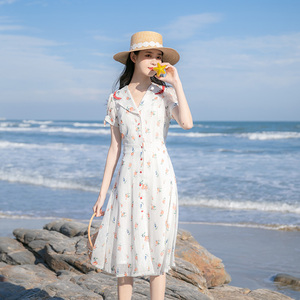 连衣裙女2020新款收腰显瘦气质裙子仙女裙超仙森系浅色碎花长裙