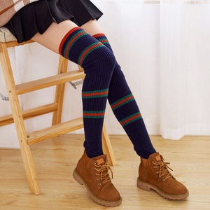 秋冬羊绒过膝袜套欧洲站腿套护膝保暖长筒套瑜伽腿套时尚堆堆袜女